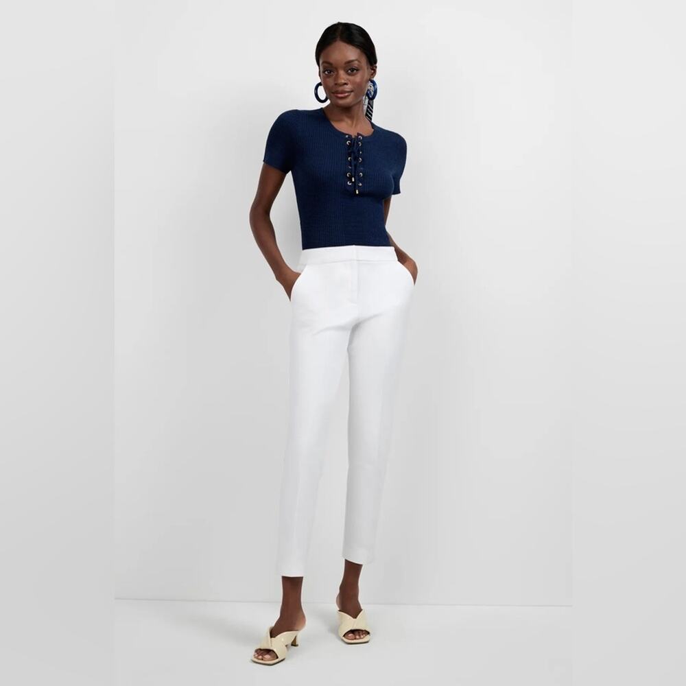 NWT Trina Turk Aubree 2 Pant Cropped White Pants Size 10